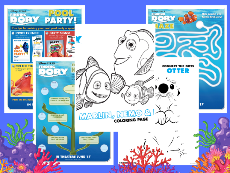 Finding Dory Printable Activity Pages - Pixie Dusted Journeys