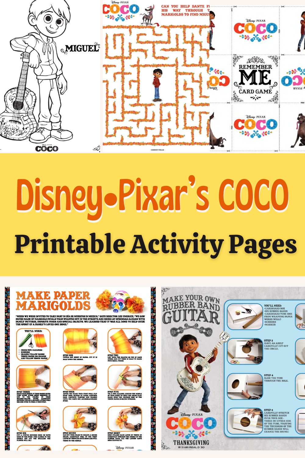 Free COCO Printable Activity Pages - Pixie Dusted Journeys