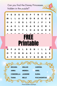 Disney Princess Word Search Printable - Pixie Dusted Journeys
